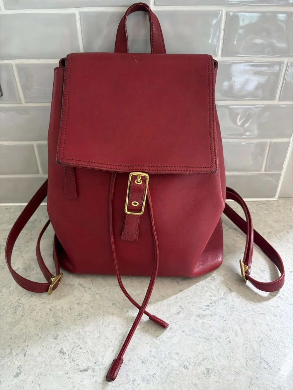 Y2K Coach Legacy West Hampton daypack backpack 9827 Red glove leather
